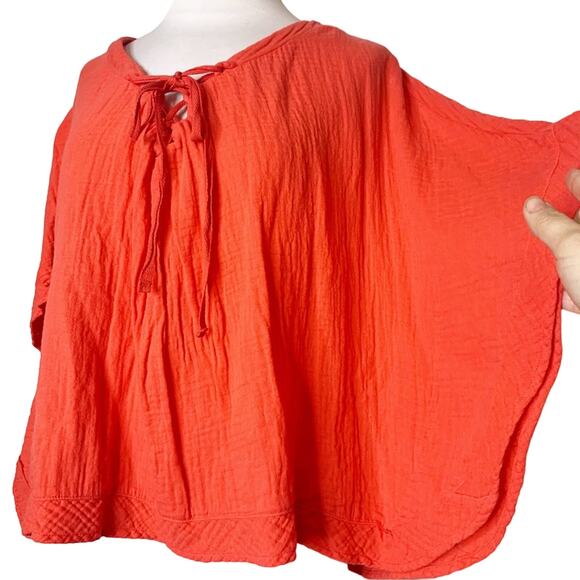 Xirena the Roxy cotton gauze lace up caftan sleeve top sz S oversized - Picture 3 of 8